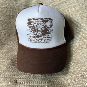 NWT Brown and White Cowboy Trucker Hat